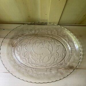 Princess House Fantasia Floral clear Crystal lg VTG serving platter cottagecore